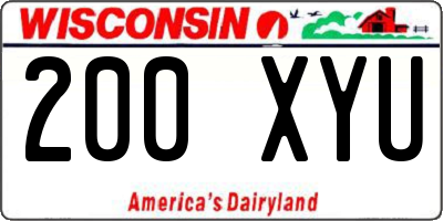 WI license plate 200XYU