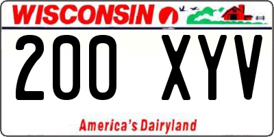 WI license plate 200XYV