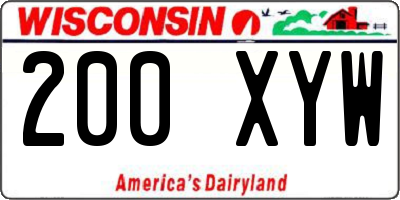 WI license plate 200XYW
