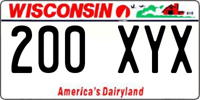 WI license plate 200XYX