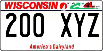 WI license plate 200XYZ