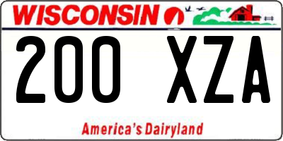 WI license plate 200XZA