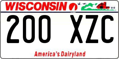 WI license plate 200XZC