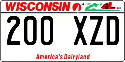 WI license plate 200XZD