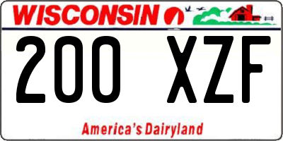 WI license plate 200XZF