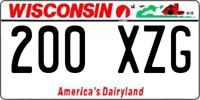 WI license plate 200XZG