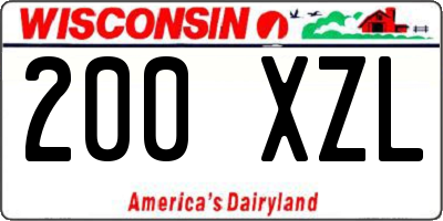 WI license plate 200XZL