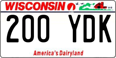 WI license plate 200YDK