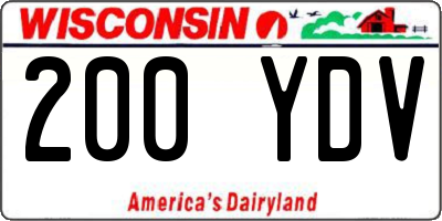 WI license plate 200YDV