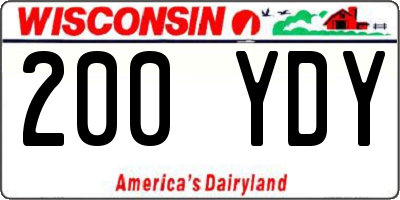 WI license plate 200YDY