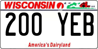 WI license plate 200YEB