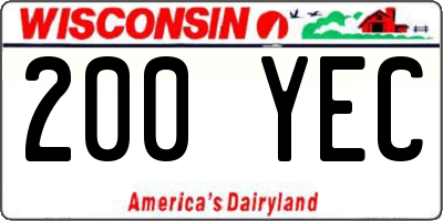 WI license plate 200YEC