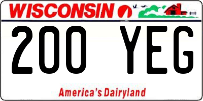 WI license plate 200YEG