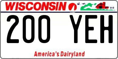 WI license plate 200YEH