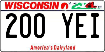 WI license plate 200YEI