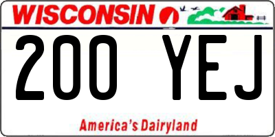 WI license plate 200YEJ