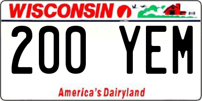 WI license plate 200YEM