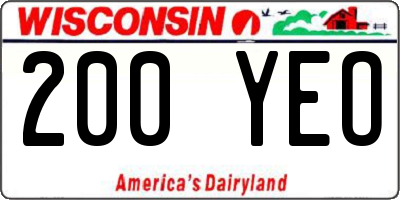WI license plate 200YEO