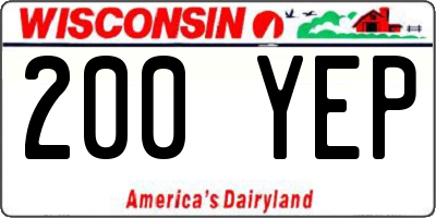 WI license plate 200YEP
