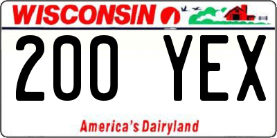 WI license plate 200YEX