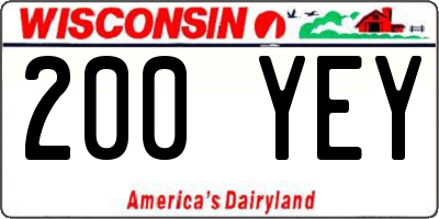 WI license plate 200YEY