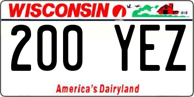 WI license plate 200YEZ