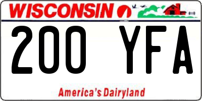 WI license plate 200YFA