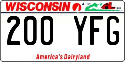 WI license plate 200YFG