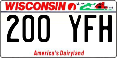 WI license plate 200YFH