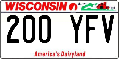 WI license plate 200YFV