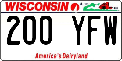 WI license plate 200YFW