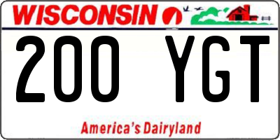 WI license plate 200YGT