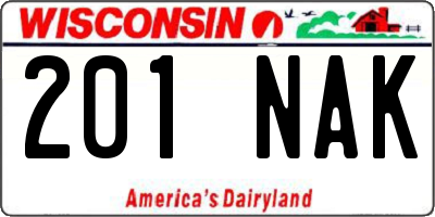 WI license plate 201NAK