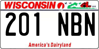 WI license plate 201NBN