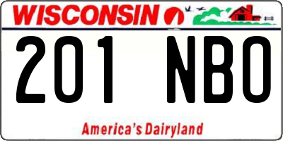 WI license plate 201NBO