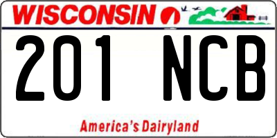 WI license plate 201NCB