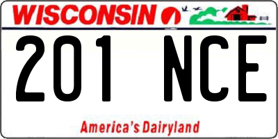 WI license plate 201NCE