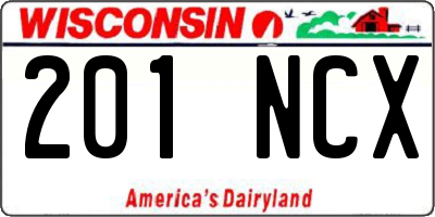 WI license plate 201NCX