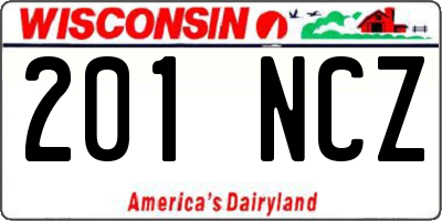 WI license plate 201NCZ