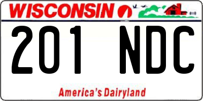 WI license plate 201NDC