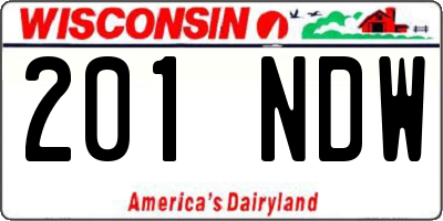 WI license plate 201NDW