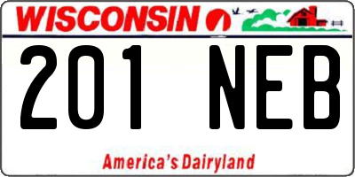 WI license plate 201NEB