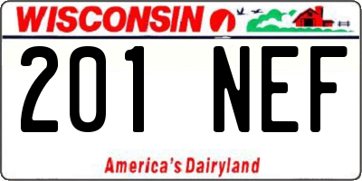 WI license plate 201NEF