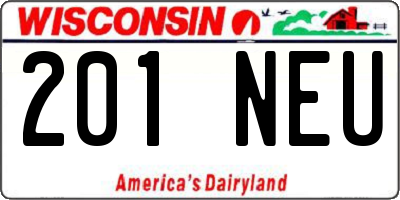 WI license plate 201NEU
