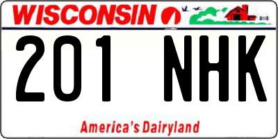 WI license plate 201NHK