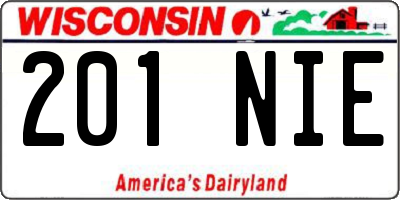 WI license plate 201NIE