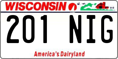 WI license plate 201NIG