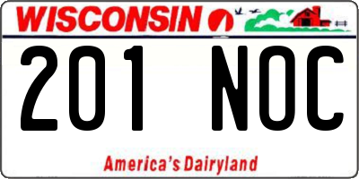 WI license plate 201NOC