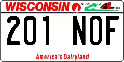 WI license plate 201NOF