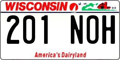 WI license plate 201NOH